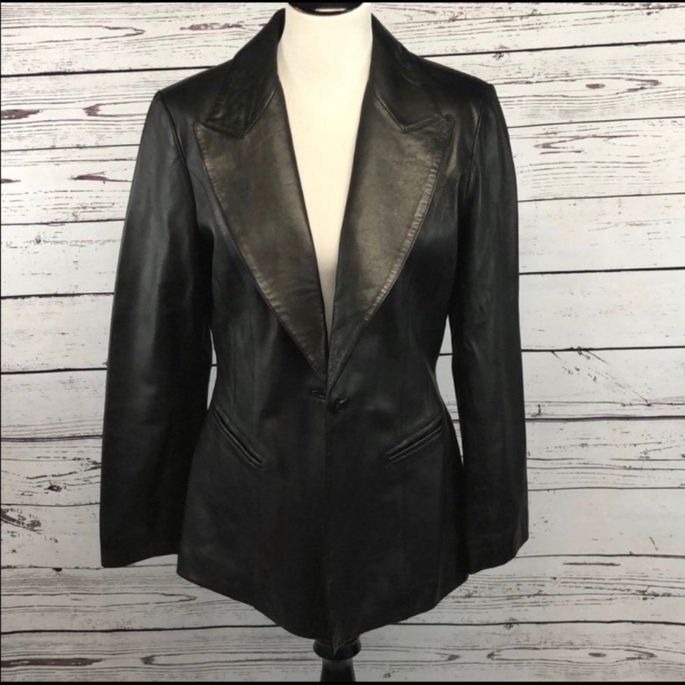 Black leather fitted jacket - Clifford & Wills